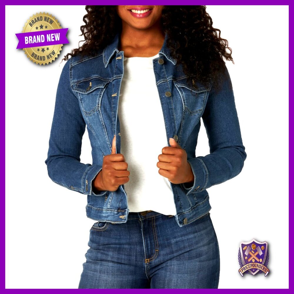 Classic Denim Jacket Stretch Polyester Blend Casu… - image 1